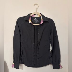 Kuhl Black Women's Button-Down Shirt with Pink Plaid Trim